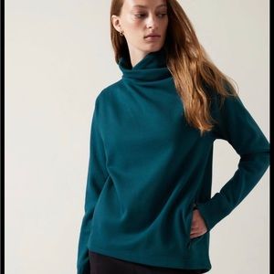 Athleta Cozy karma teal twist neck sweatshirt